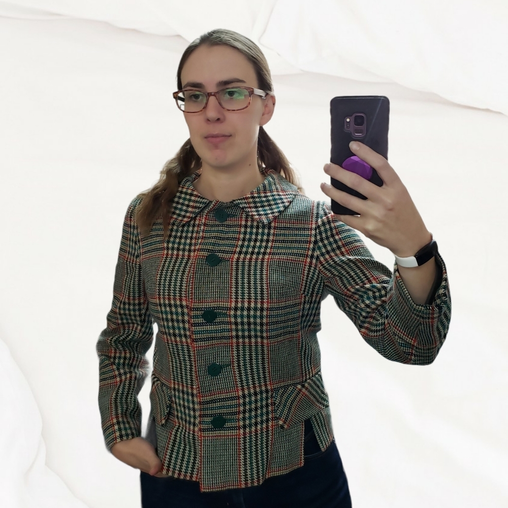 Custom Casuals vintage plaid tartan button up blazer size small - Picture 2 of 12